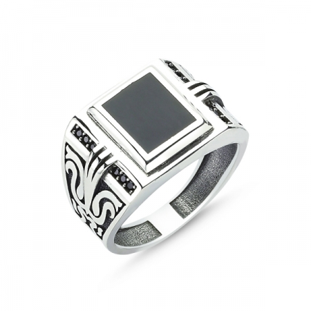 Inel argint 925 cu zirconii negre ITU0059 [0]